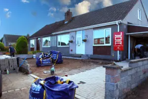 JOR Builder working on renovating a driveway of a house in Aberdeen
