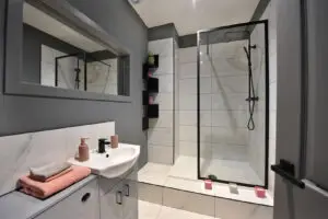A modern bathroom fitted to a high standard in Aberdeen by JOR Property